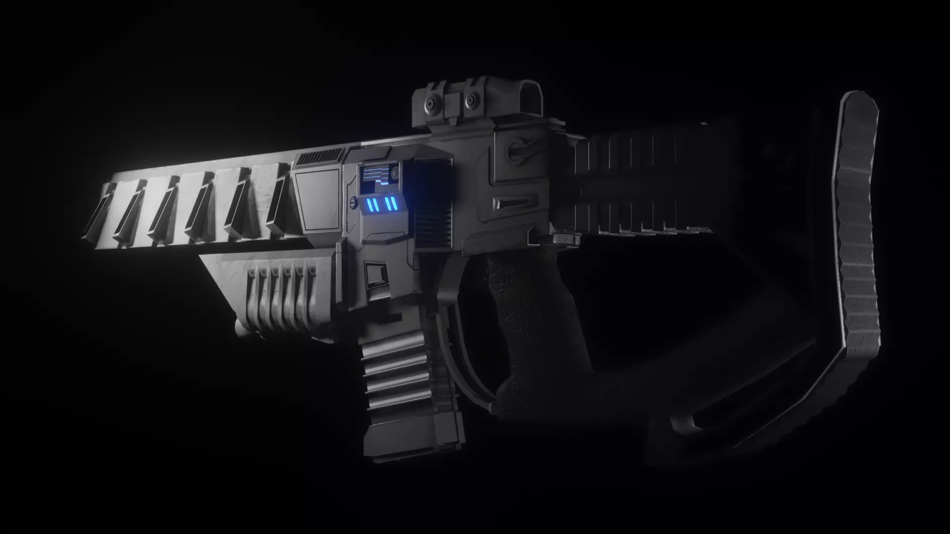 Sci-fi PBR Game Ready Weapon Low-poly 3D model_0