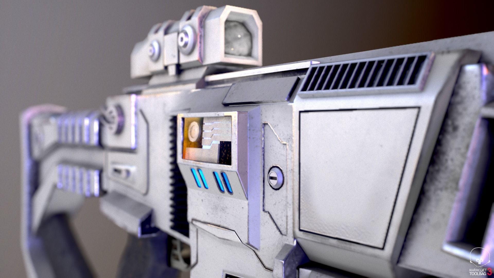 Sci-fi PBR Game Ready Weapon Low-poly 3D model_5