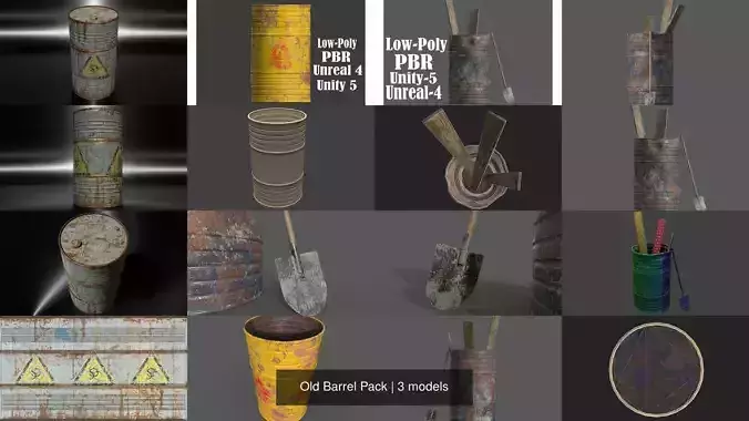 Old Barrel Pack 3D Model Collection