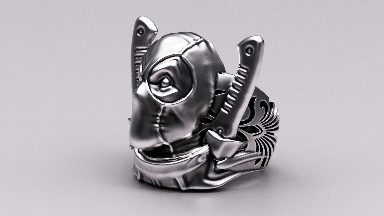 Deadpool ring 3D print model_5