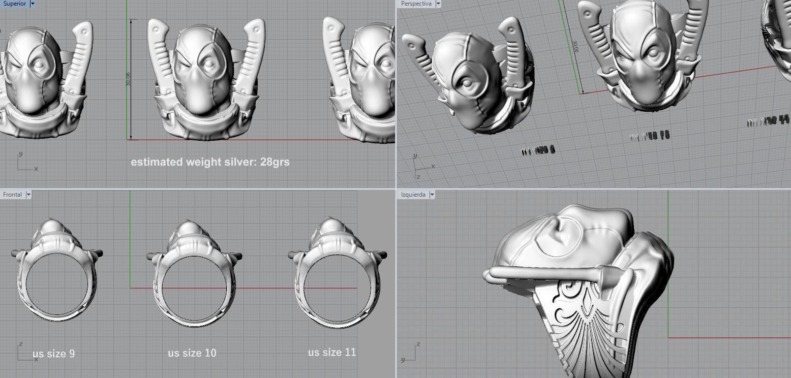 Deadpool ring 3D print model_8