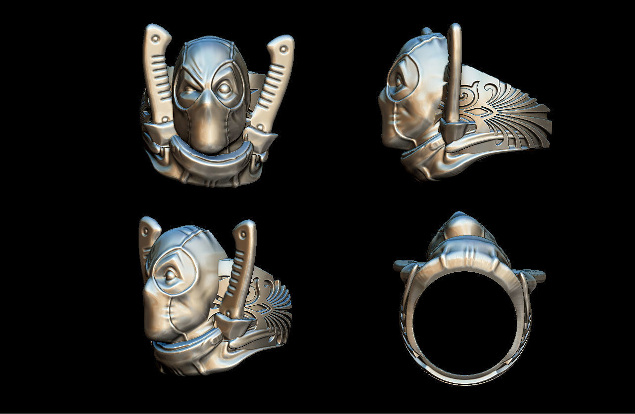 Deadpool ring 3D print model_7