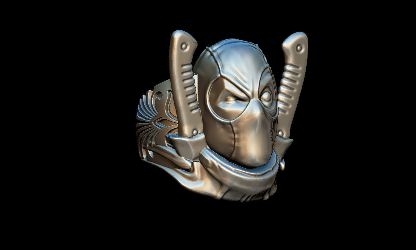 Deadpool ring 3D print model_6