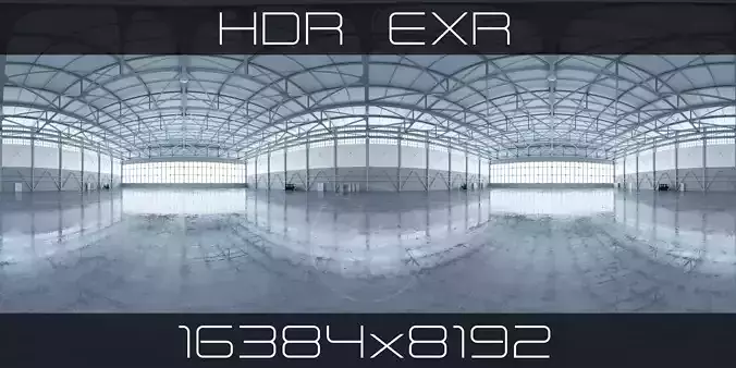 HDRI - Airplane Hangar Interior 4 - 16384x8192 Texture
