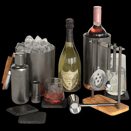 Crate and Barrel graphite cocktail set 3D model