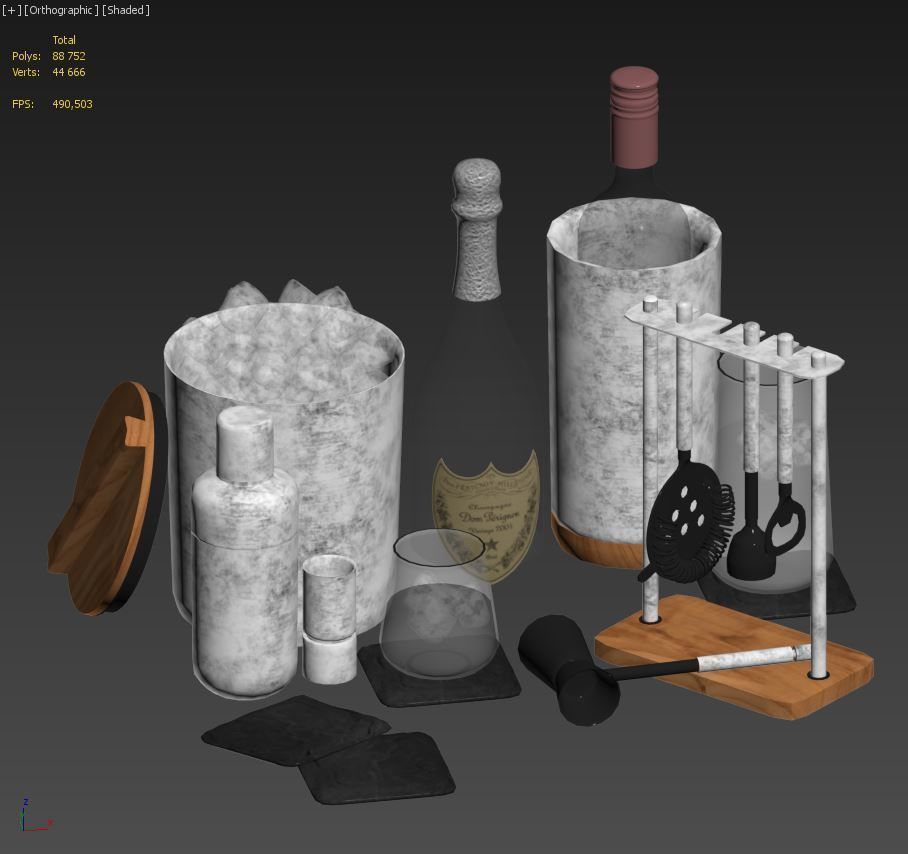 Crate and Barrel graphite cocktail set 3D model_9