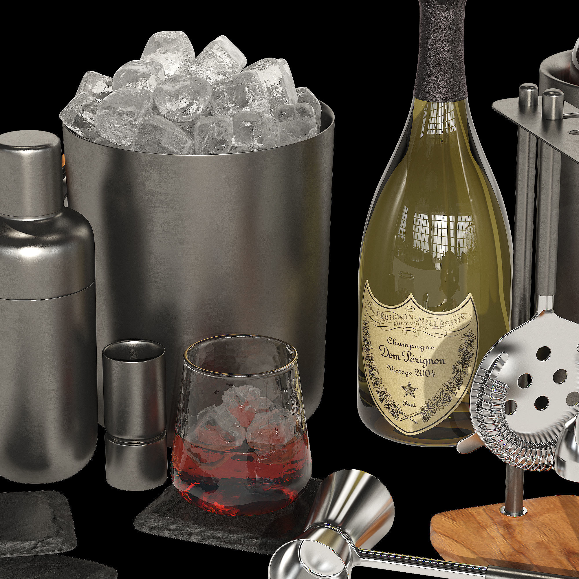 Crate and Barrel graphite cocktail set 3D model_4