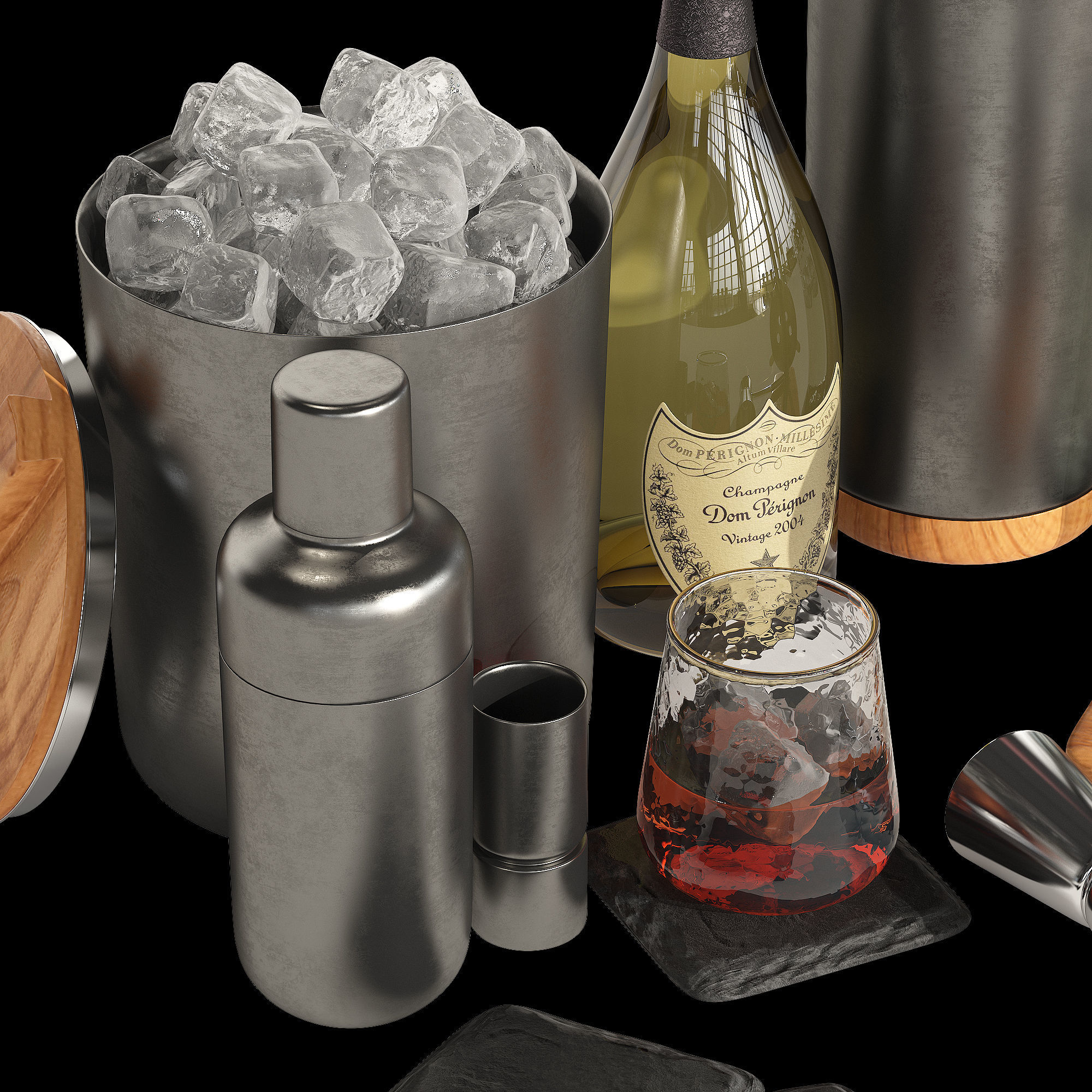 Crate and Barrel graphite cocktail set 3D model_6