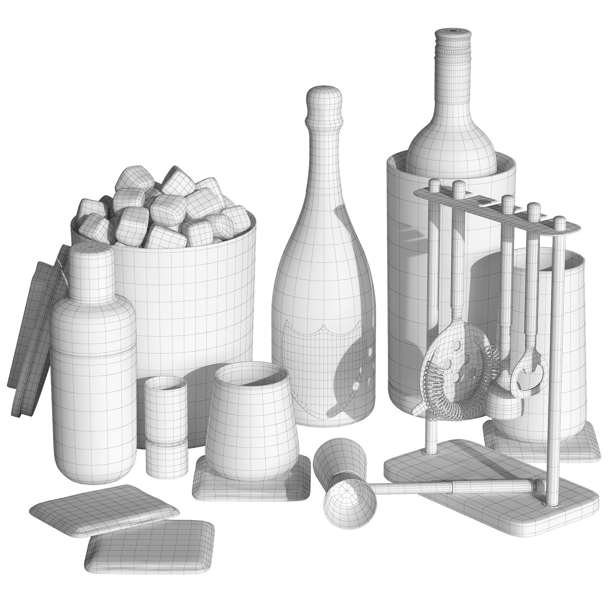 Crate and Barrel graphite cocktail set 3D model_7