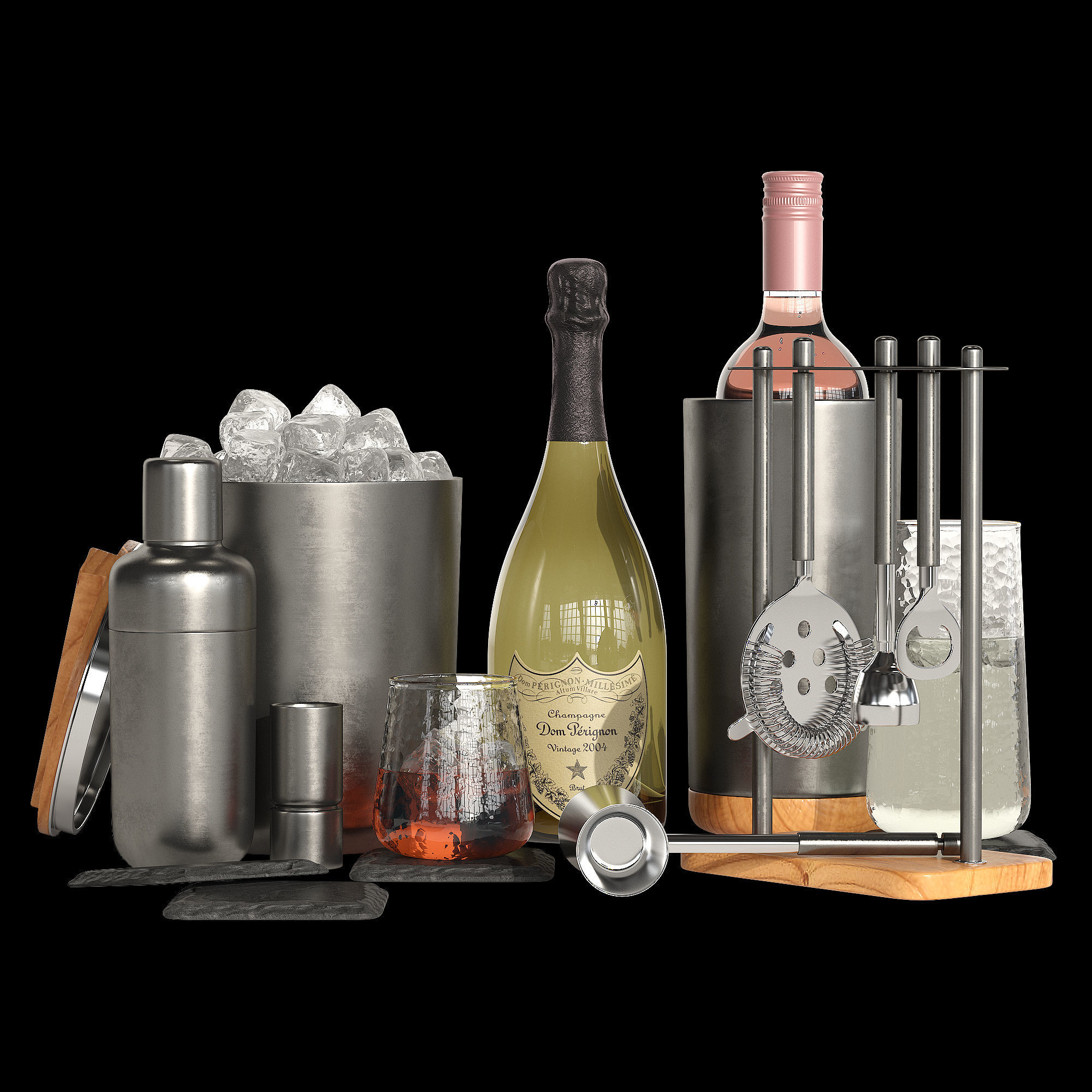 Crate and Barrel graphite cocktail set 3D model_3