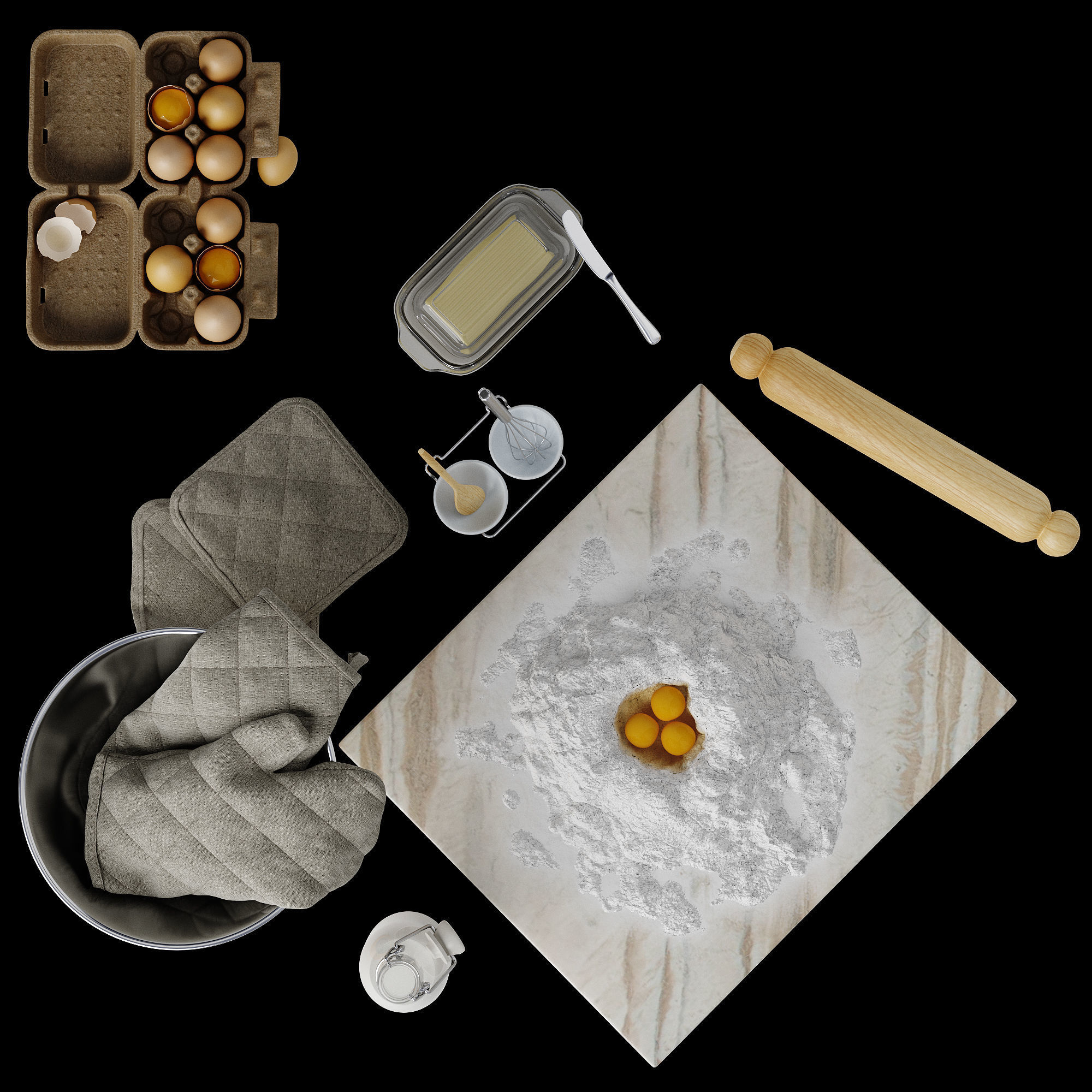 Kitchen decorative set 3D model_3