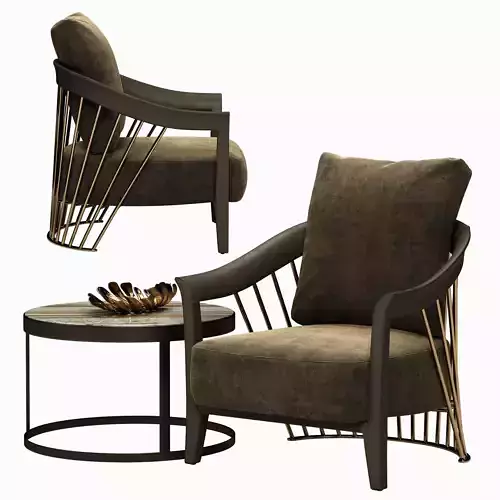 Longhi Dorothy armchair - Bis table set 3D model