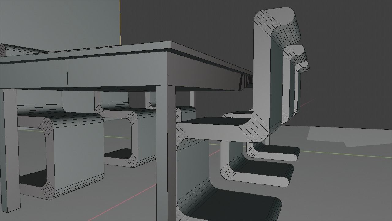 Modern Table With Chairs Low-poly 3D model_7