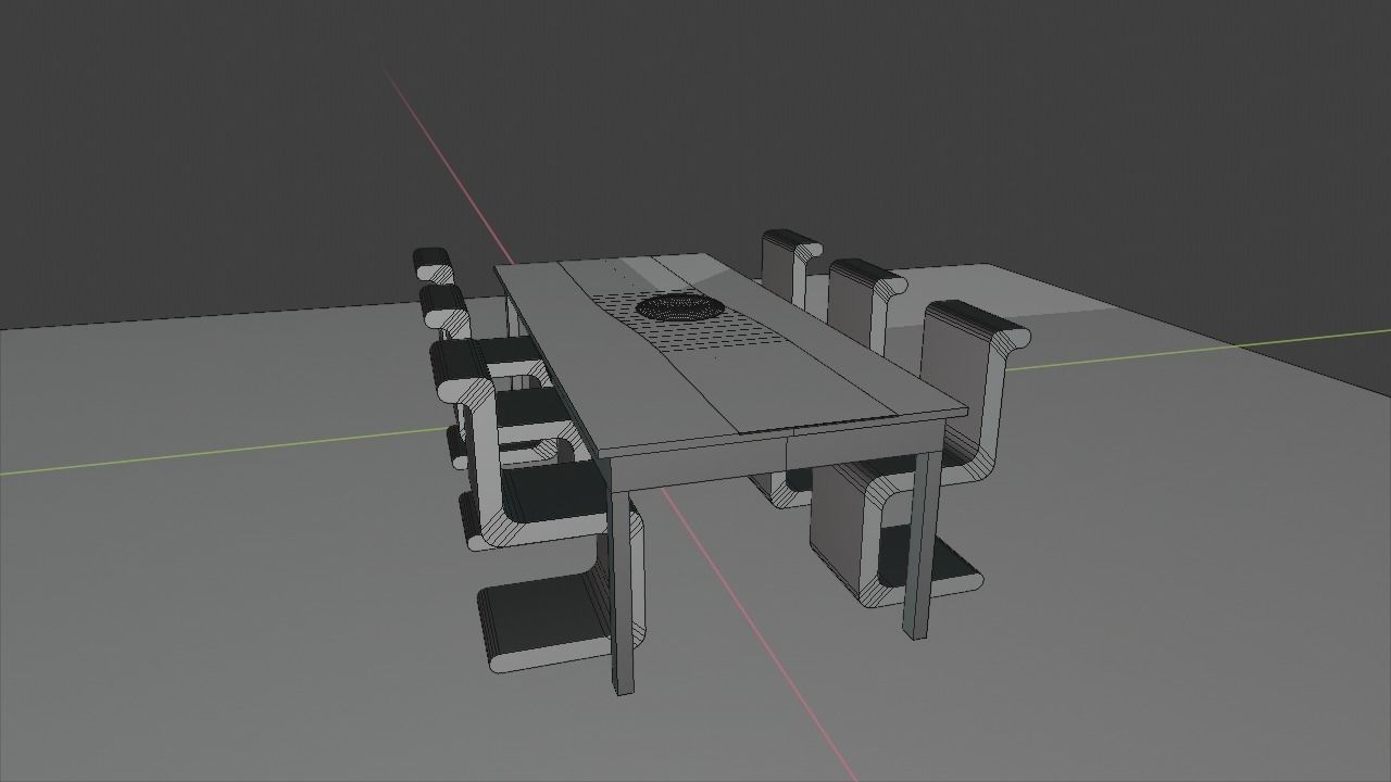 Modern Table With Chairs Low-poly 3D model_6
