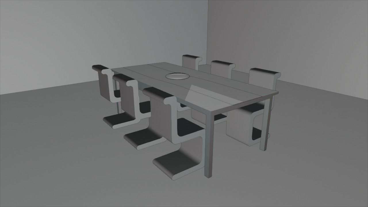 Modern Table With Chairs Low-poly 3D model_3
