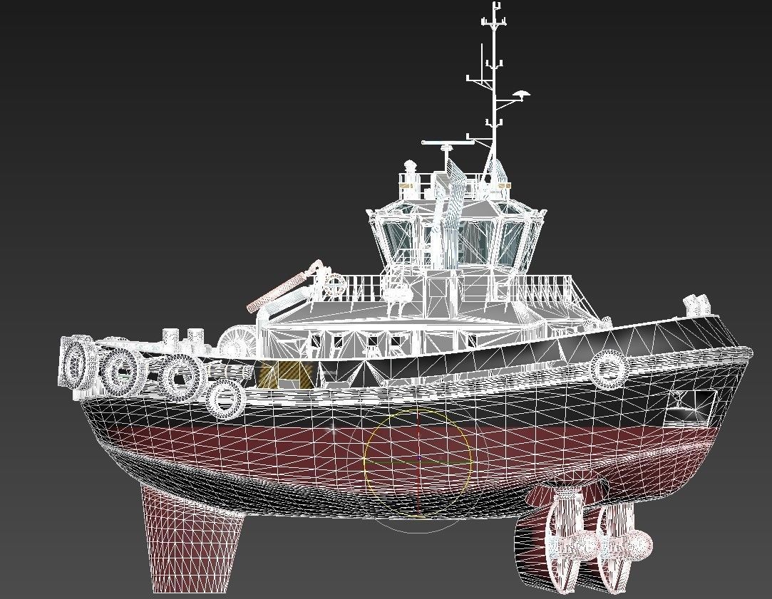 Tugboat Low-poly 3D model_3