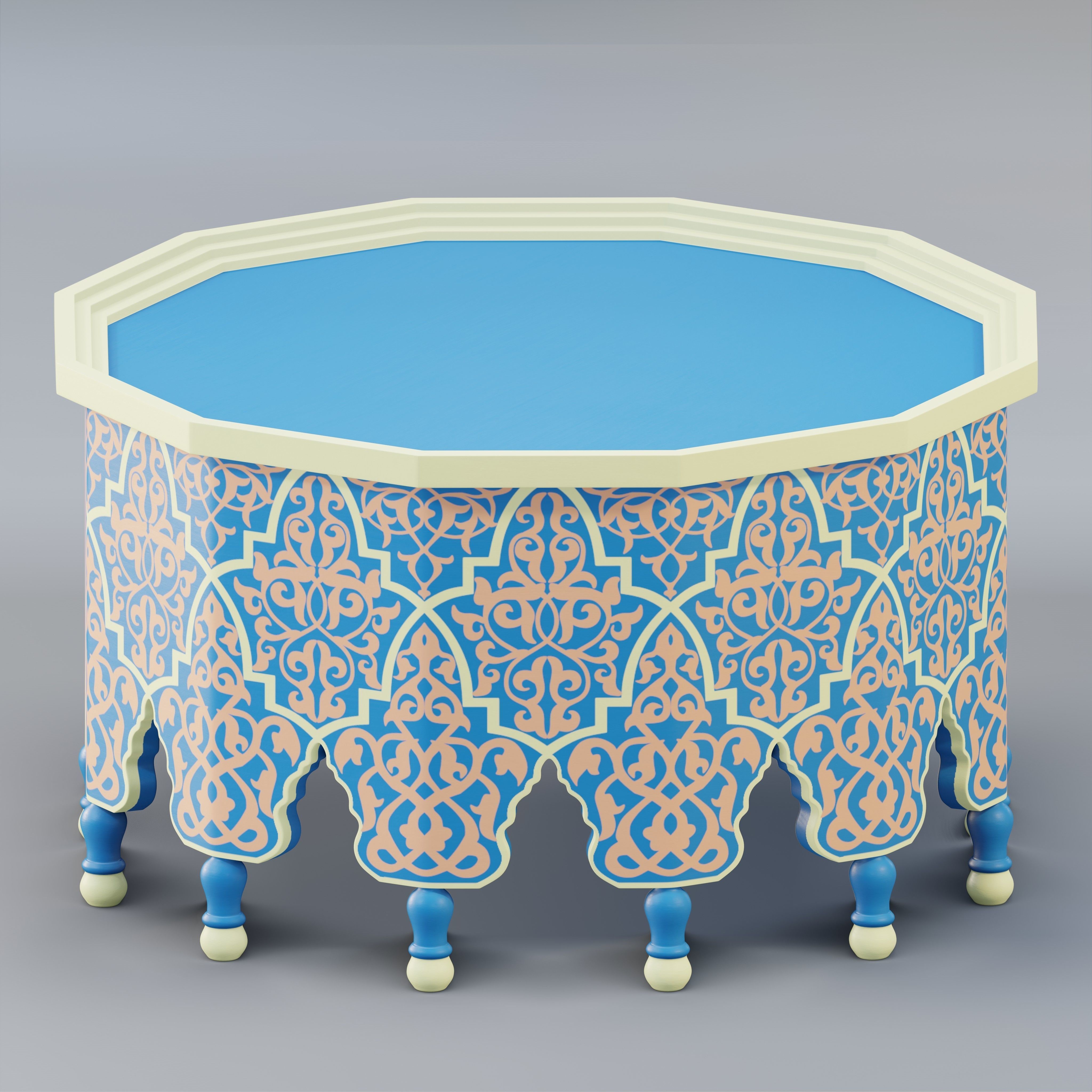 Vintage Moroccan large table 03 3D model_1