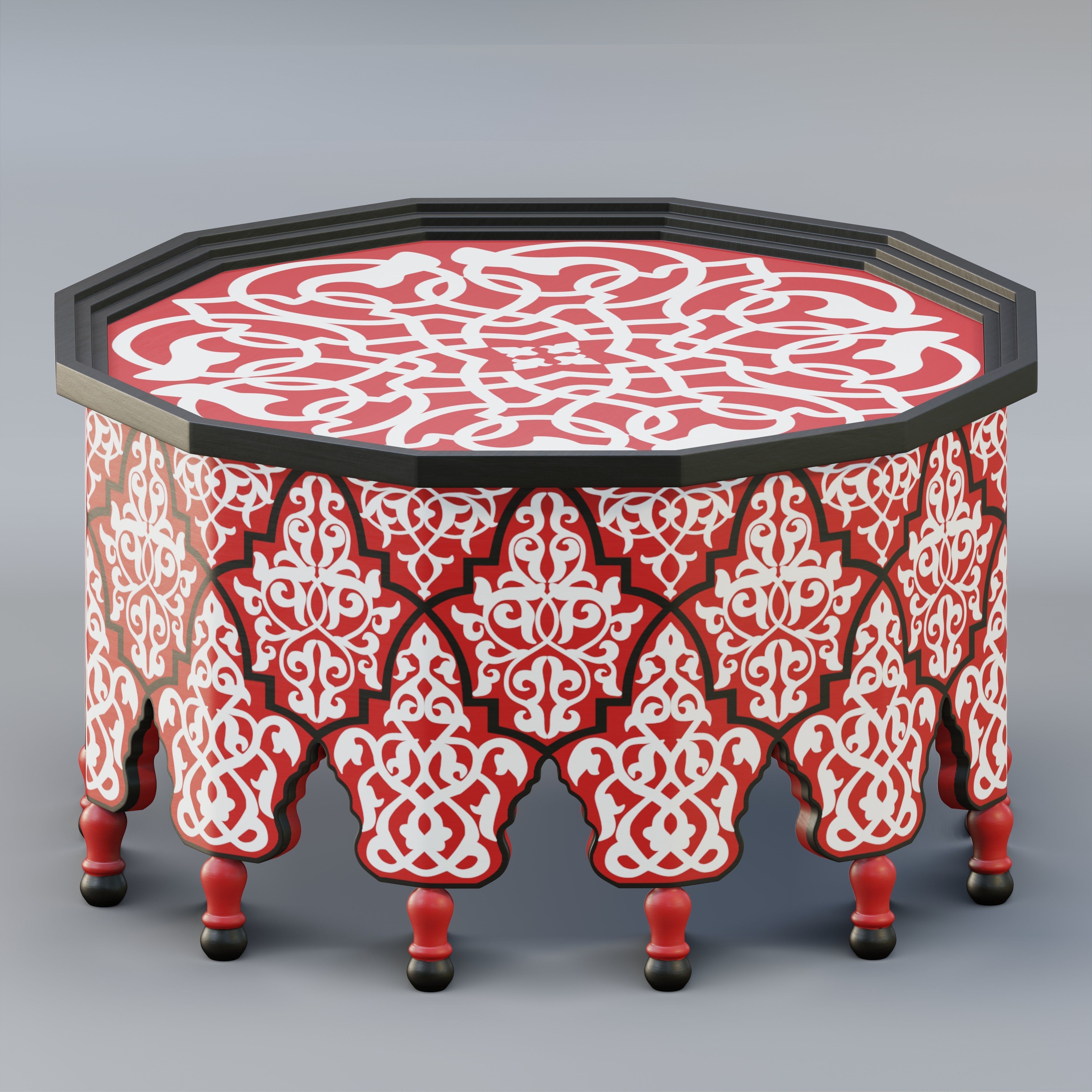 Vintage Moroccan large table 03 3D model_2