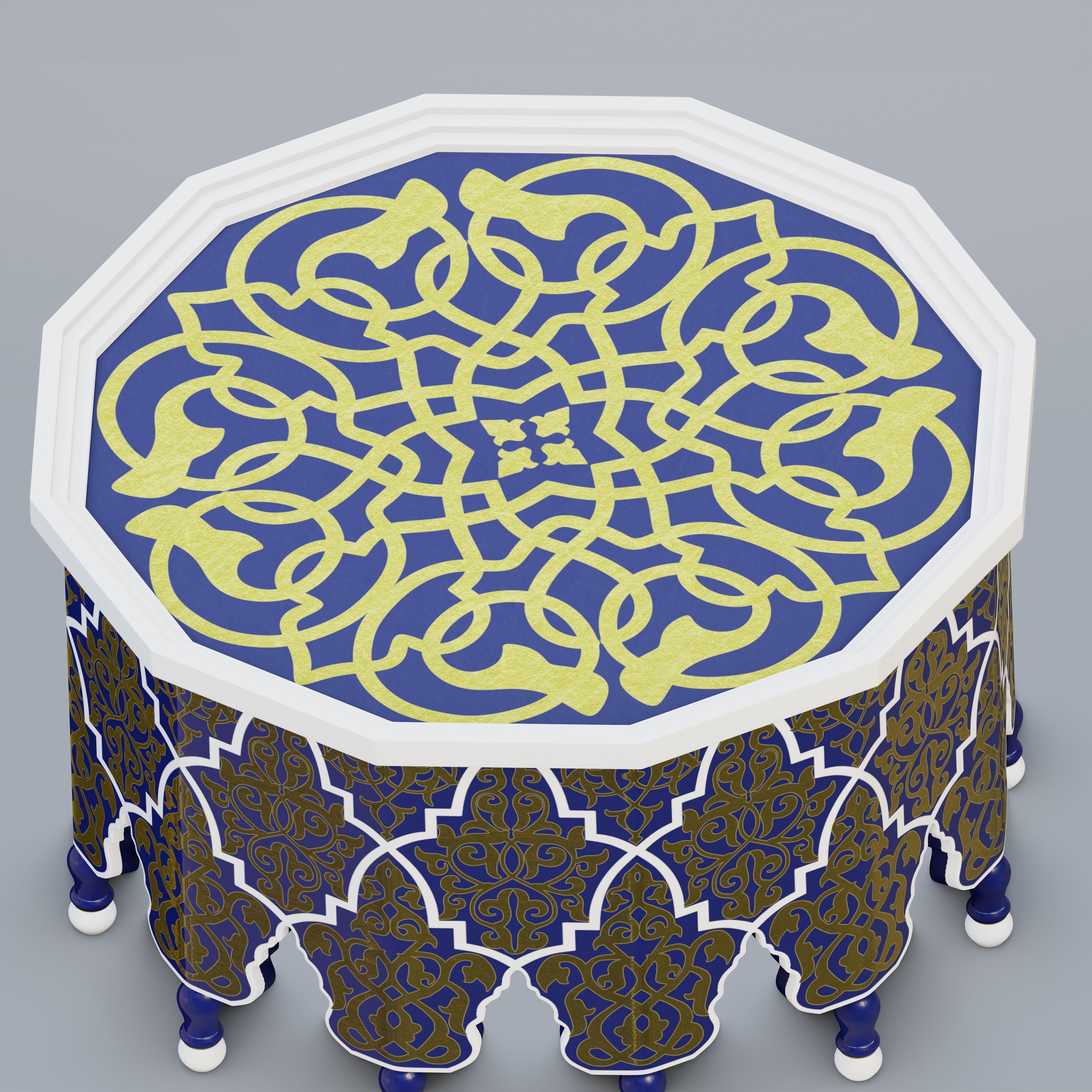 Vintage Moroccan large table 03 3D model_3