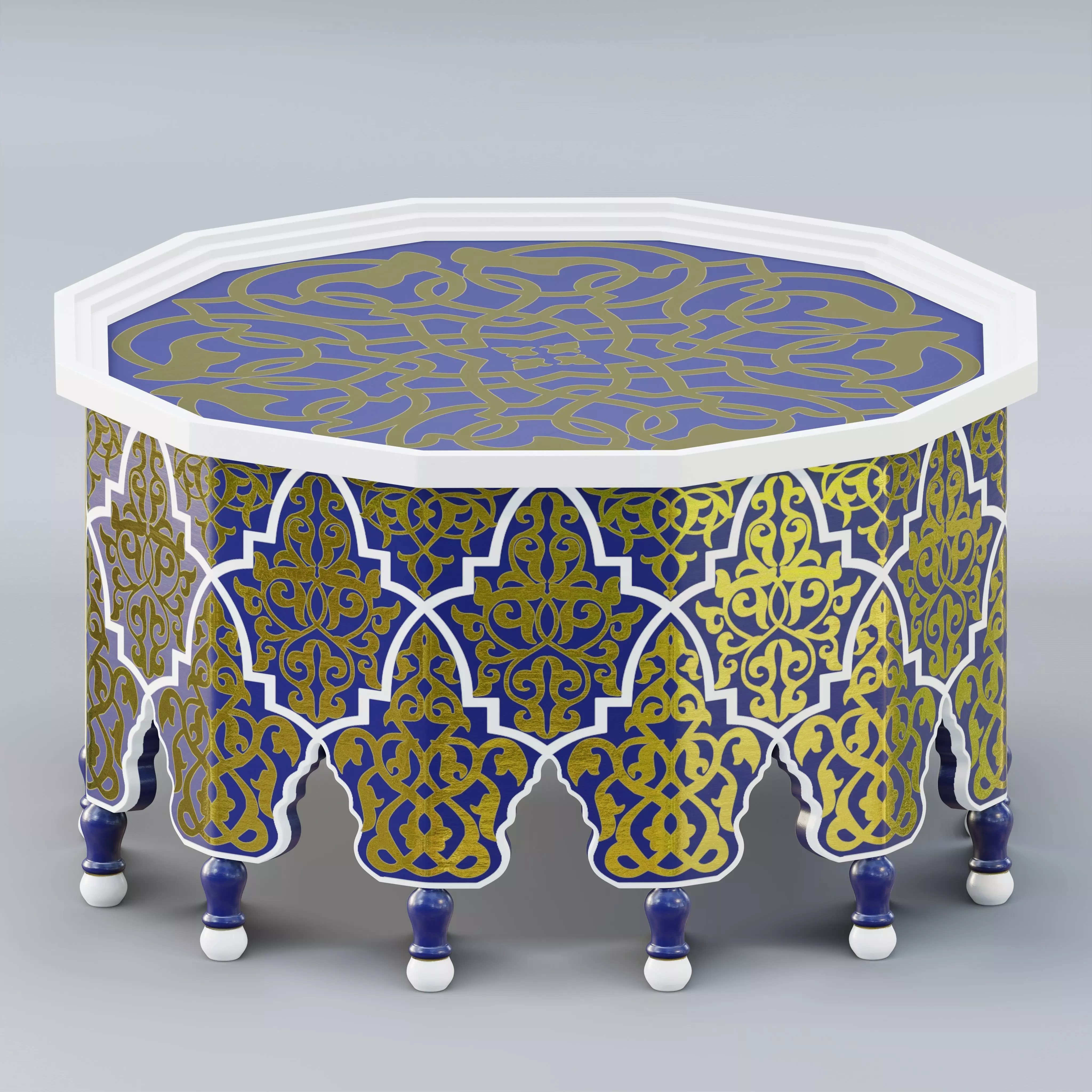 Vintage Moroccan large table 03 3D model_0