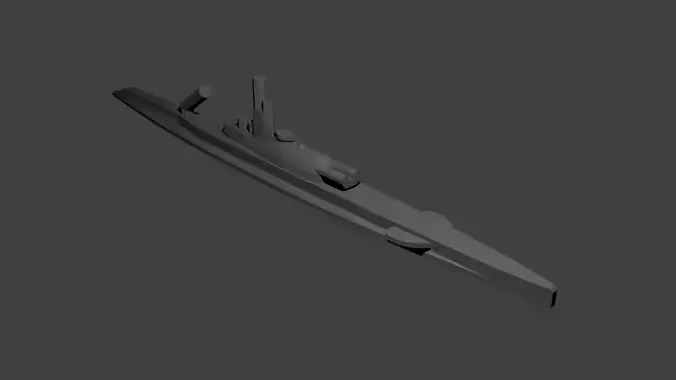 French Submarine Surcouf 3D print model