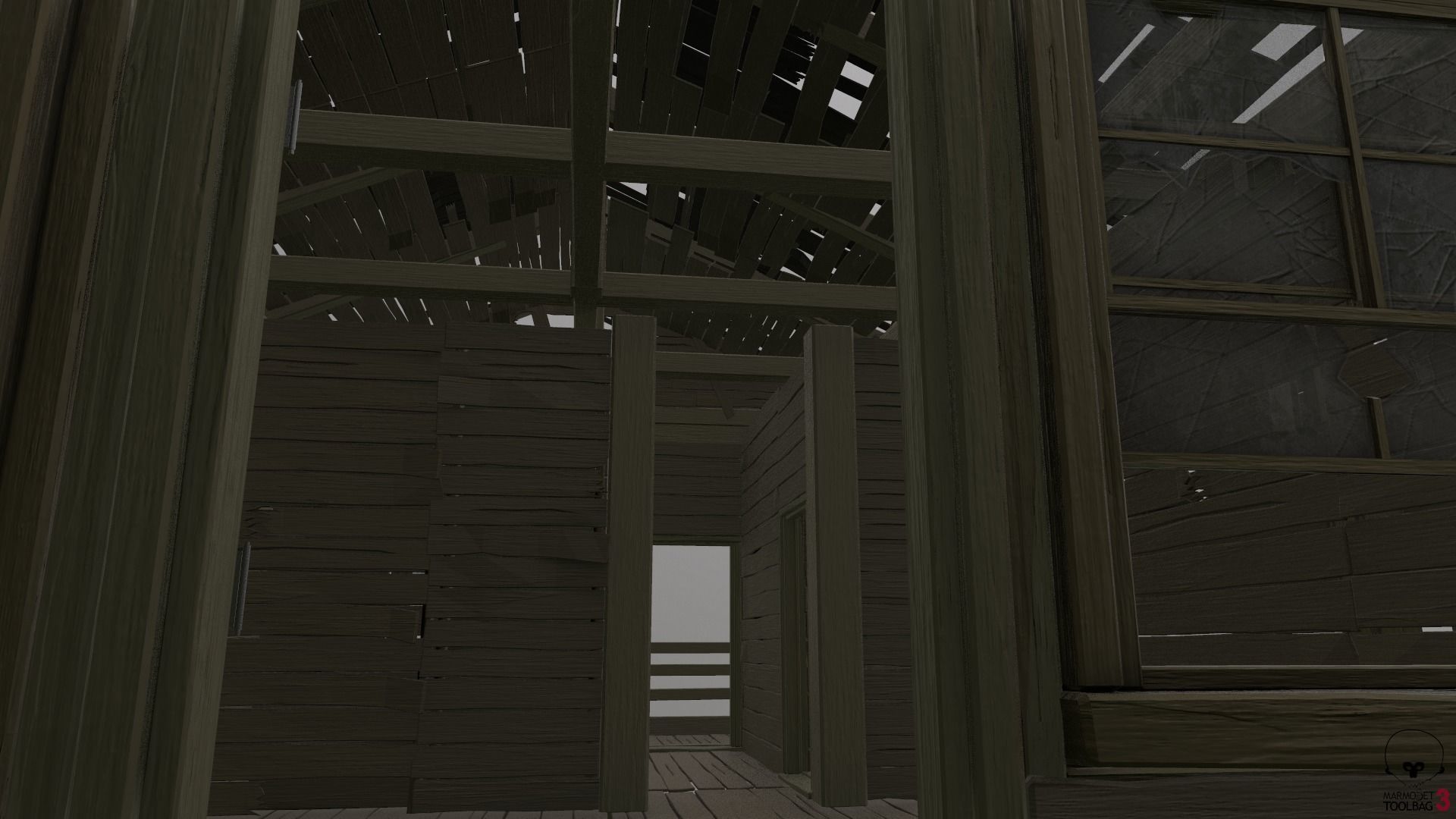Destroyed Old House Hut - A Low-poly 3D model_15