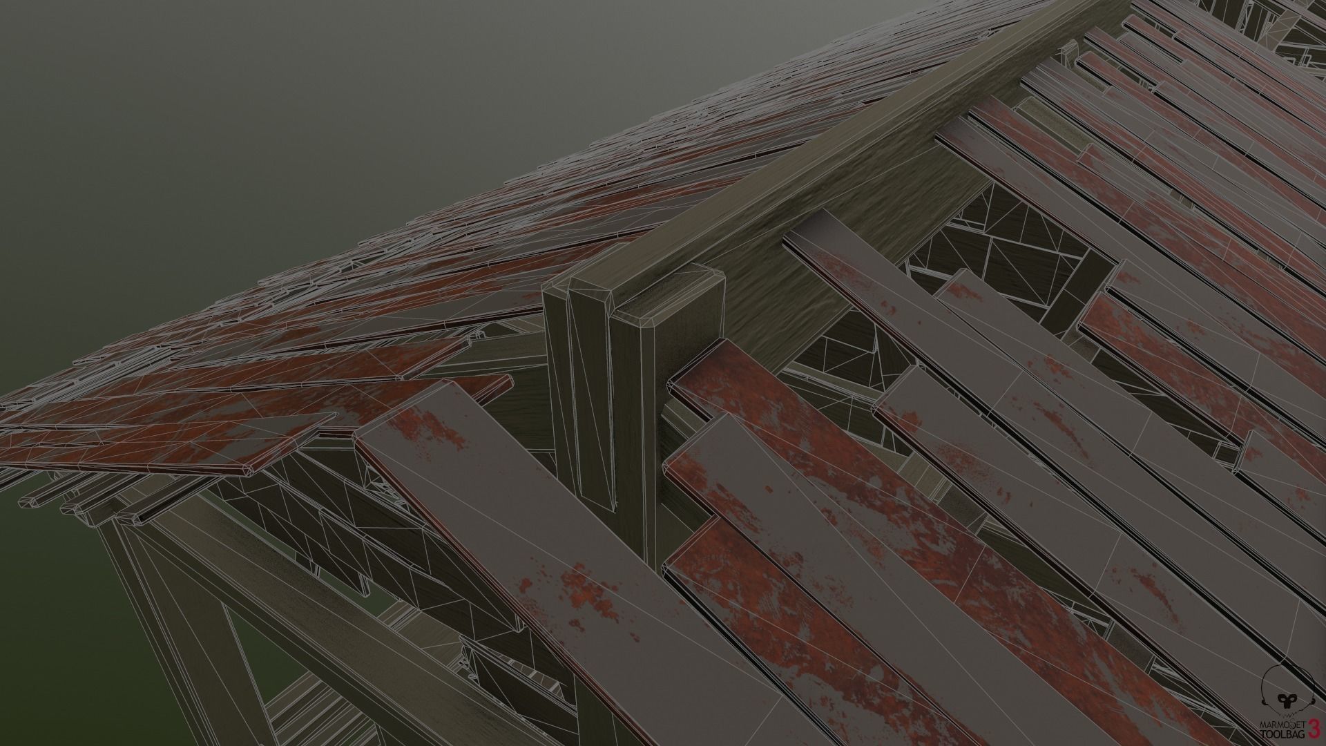 Destroyed Old House Hut - A Low-poly 3D model_28