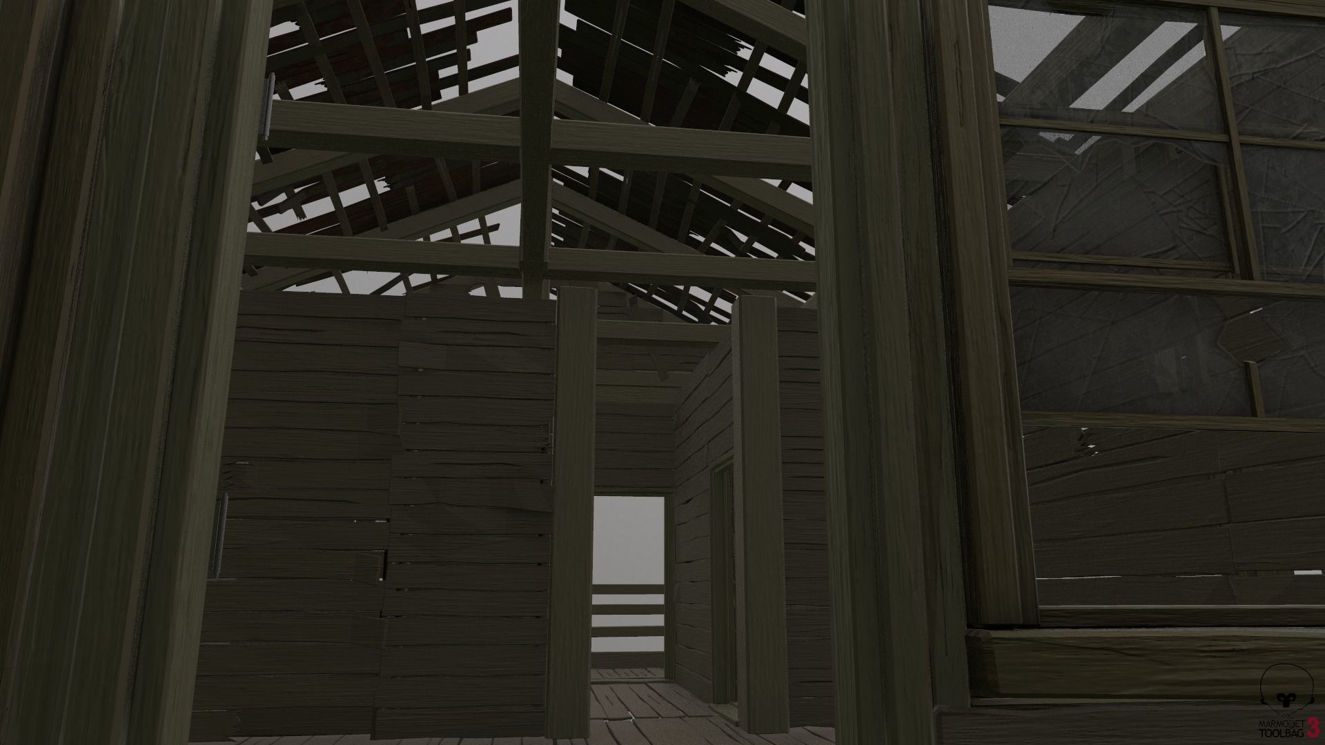 Destroyed Old House Hut - A Low-poly 3D model_13