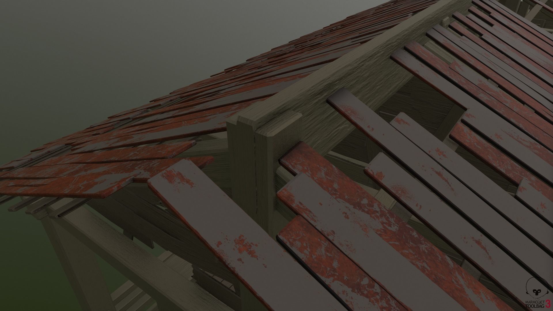 Destroyed Old House Hut - A Low-poly 3D model_27