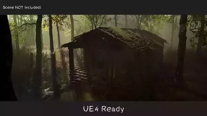 Destroyed Old House Hut - A Low-poly 3D model