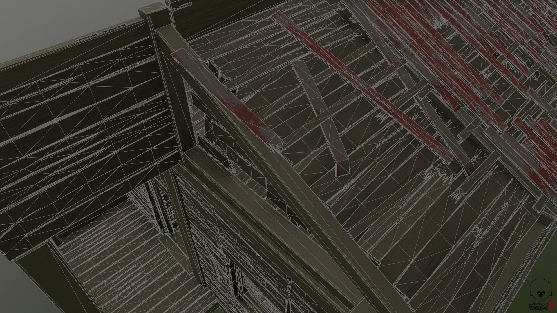 Destroyed Old House Hut - A Low-poly 3D model_8