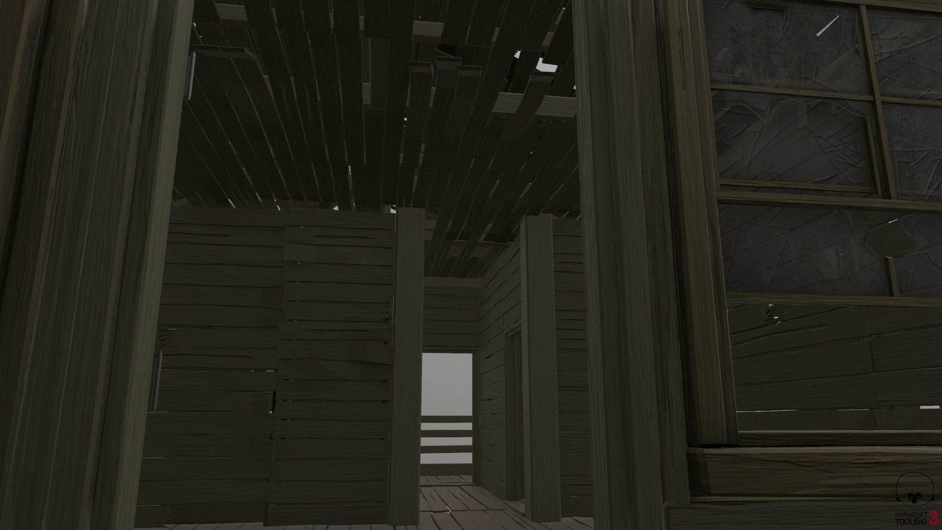 Destroyed Old House Hut - A Low-poly 3D model_14