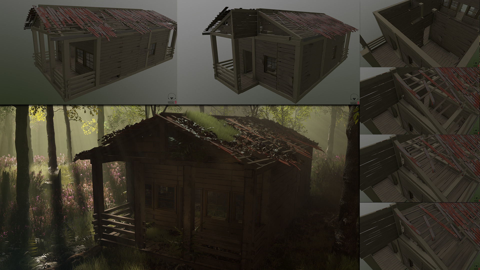 Destroyed Old House Hut - A Low-poly 3D model_2