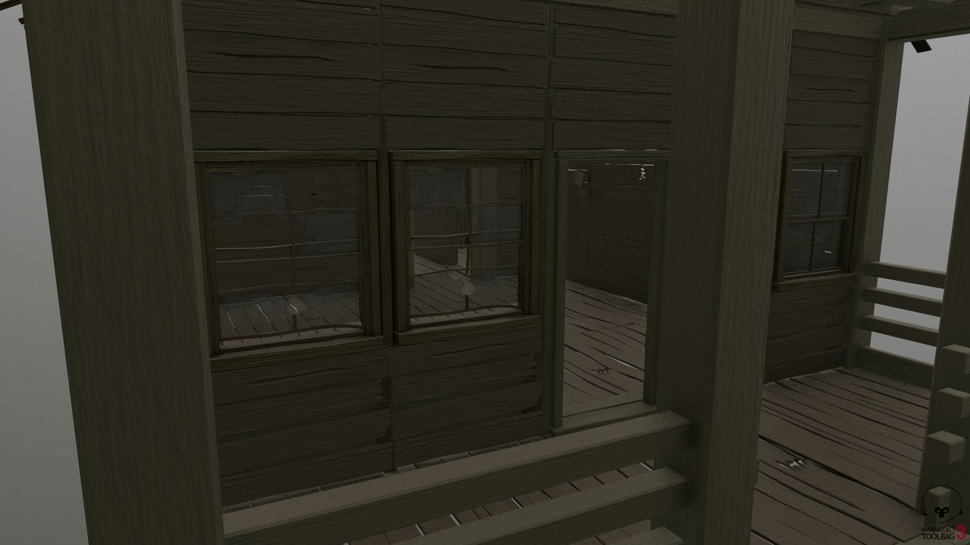 Destroyed Old House Hut - A Low-poly 3D model_21