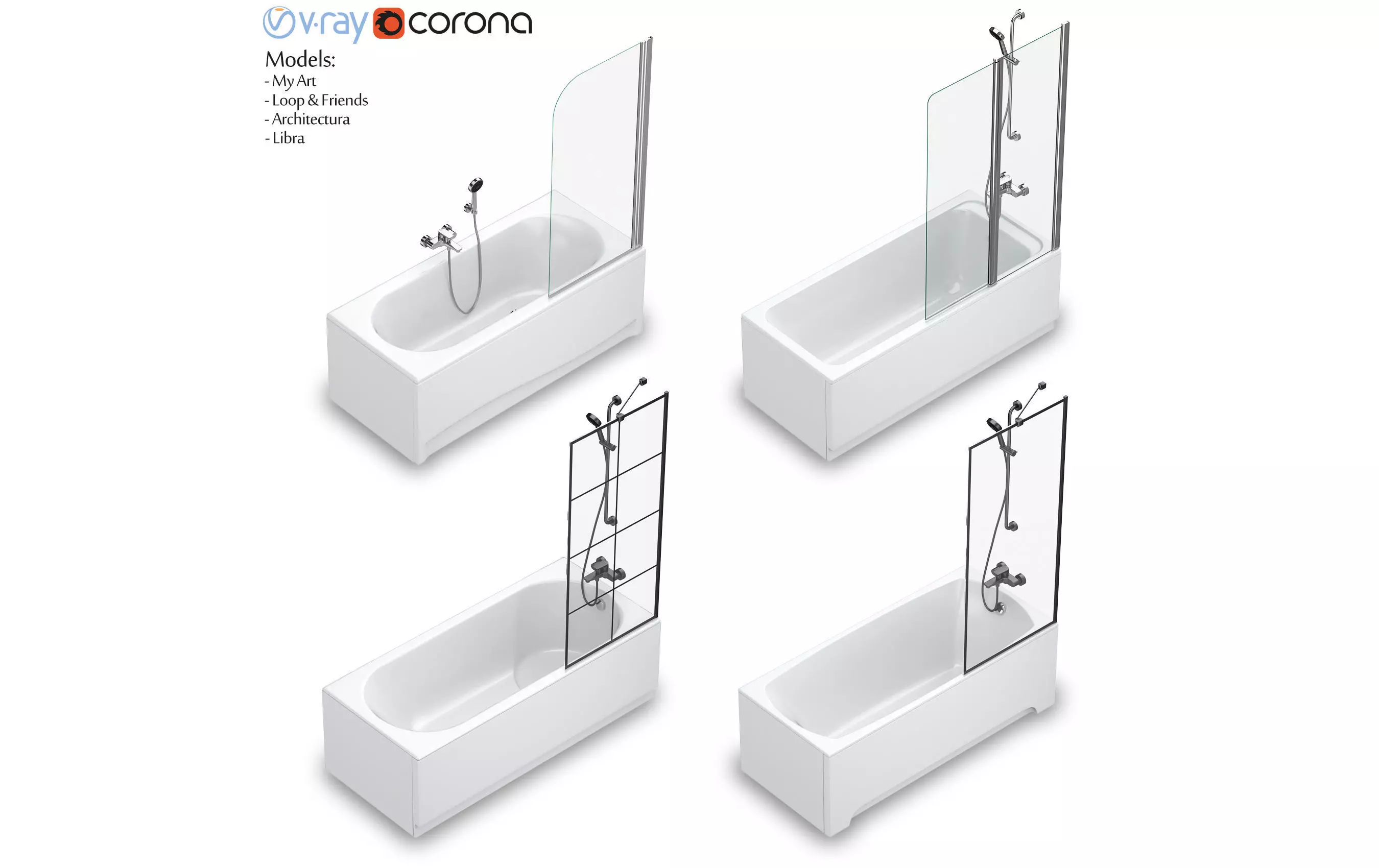 Villeroy and Boch set 58 rectangular bathtub set 3D model