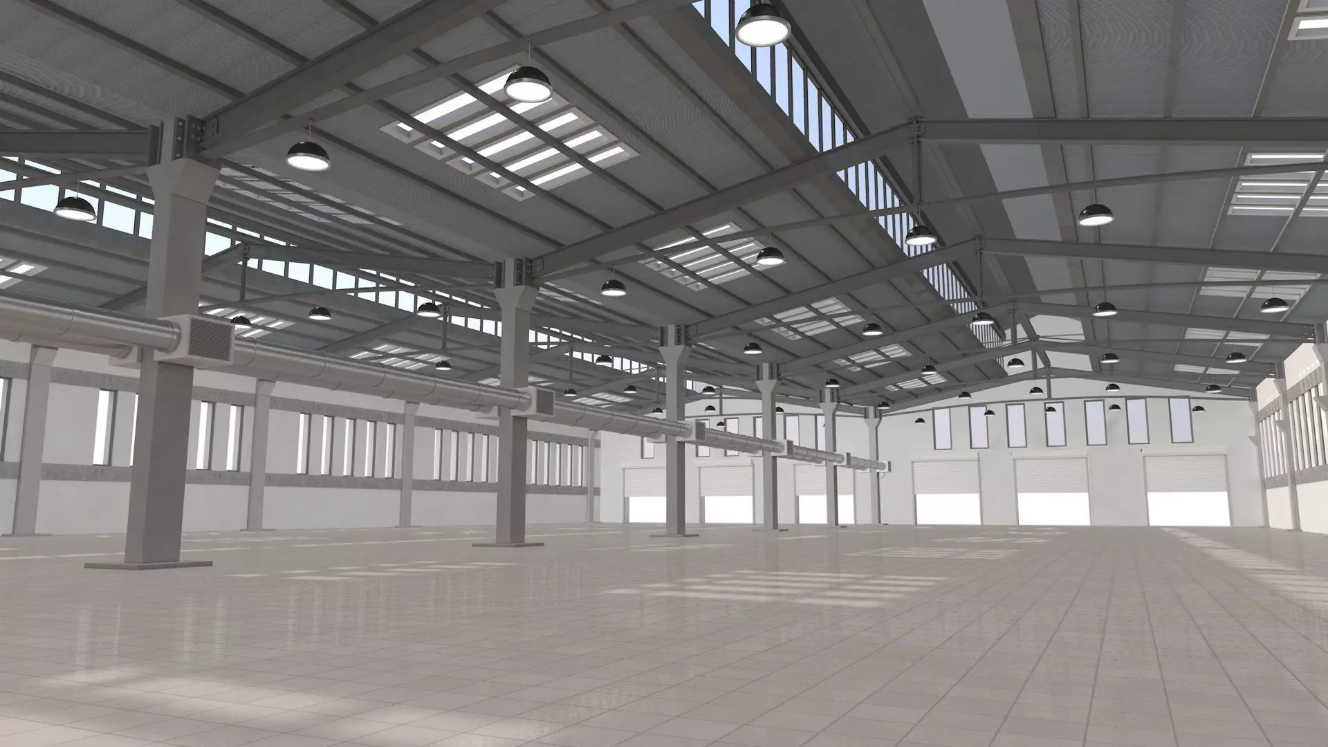 Factory Building Interior 3D model_0