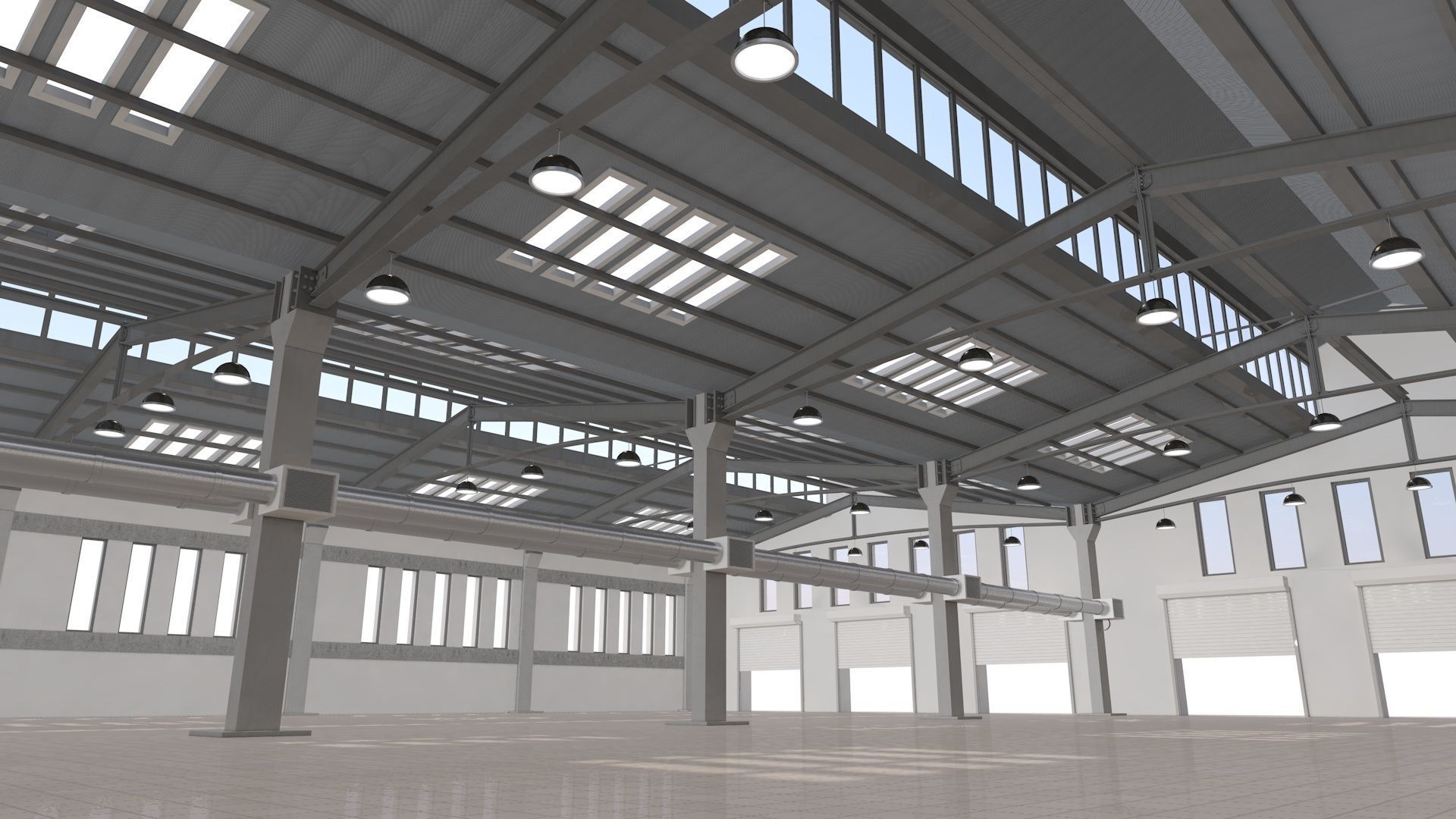 Factory Building Interior 3D model_6