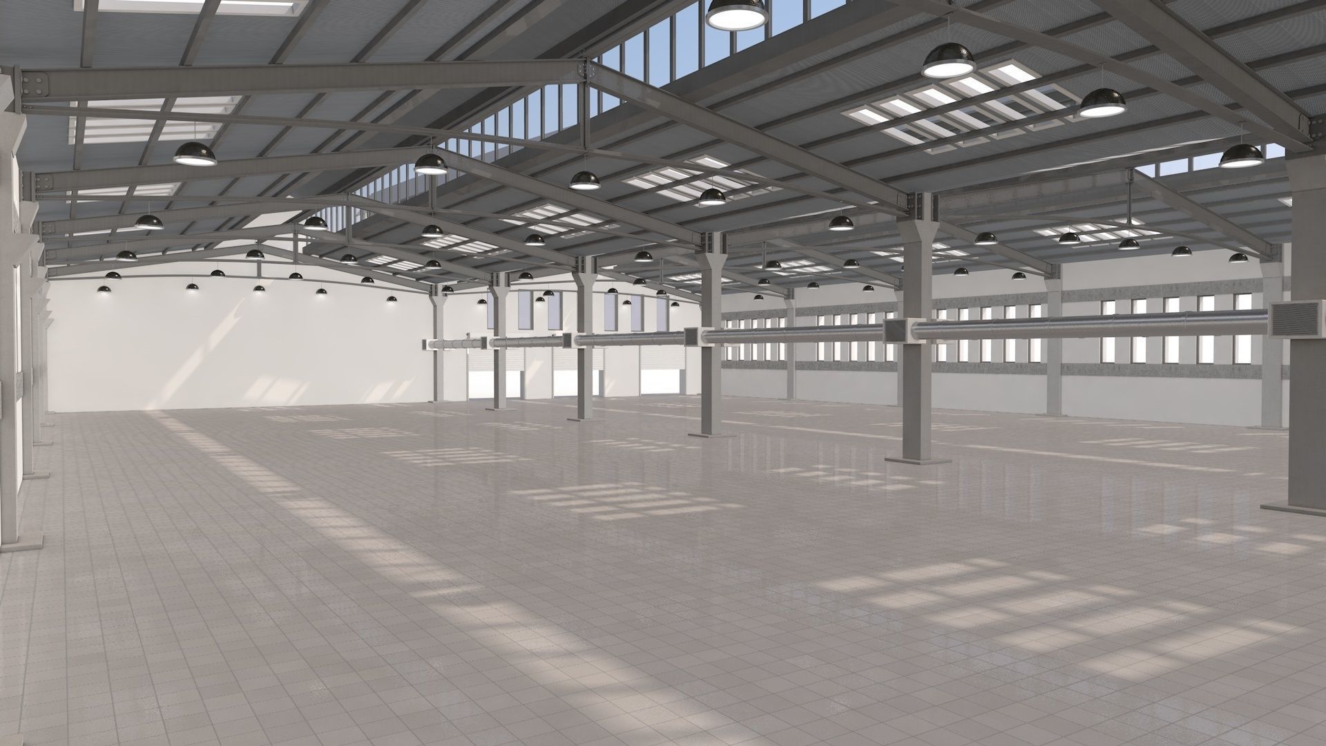 Factory Building Interior 3D model_2