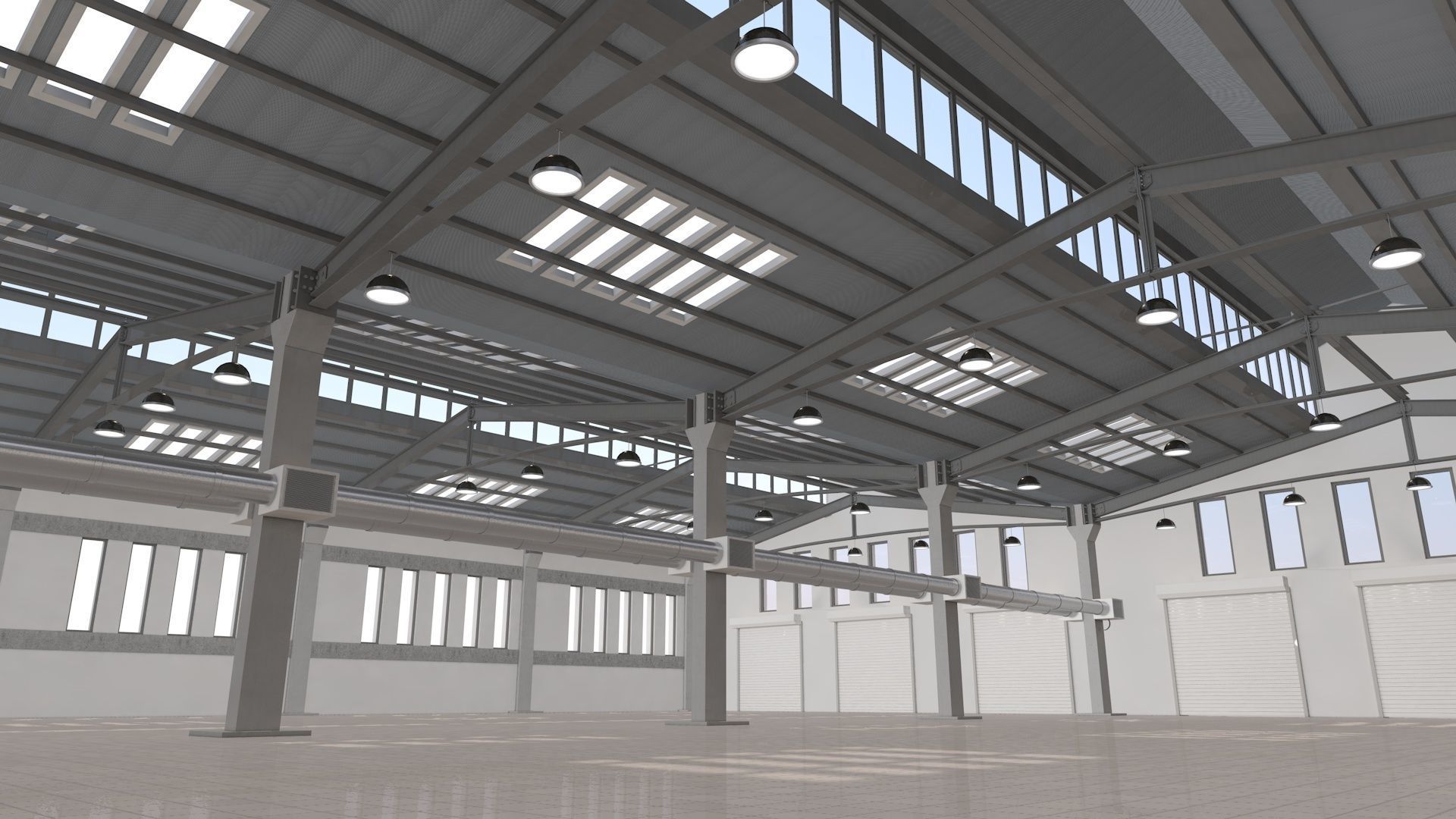 Factory Building Interior 3D model_7