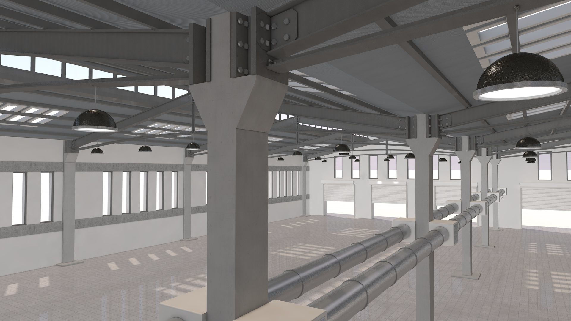 Factory Building Interior 3D model_4