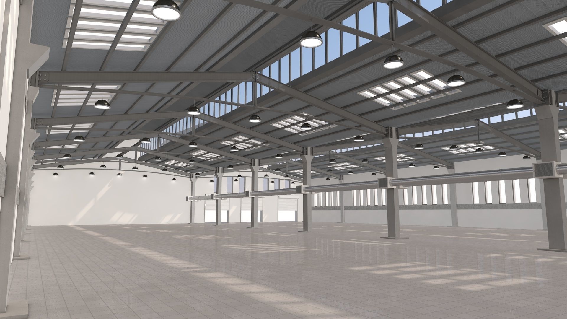 Factory Building Interior 3D model_1