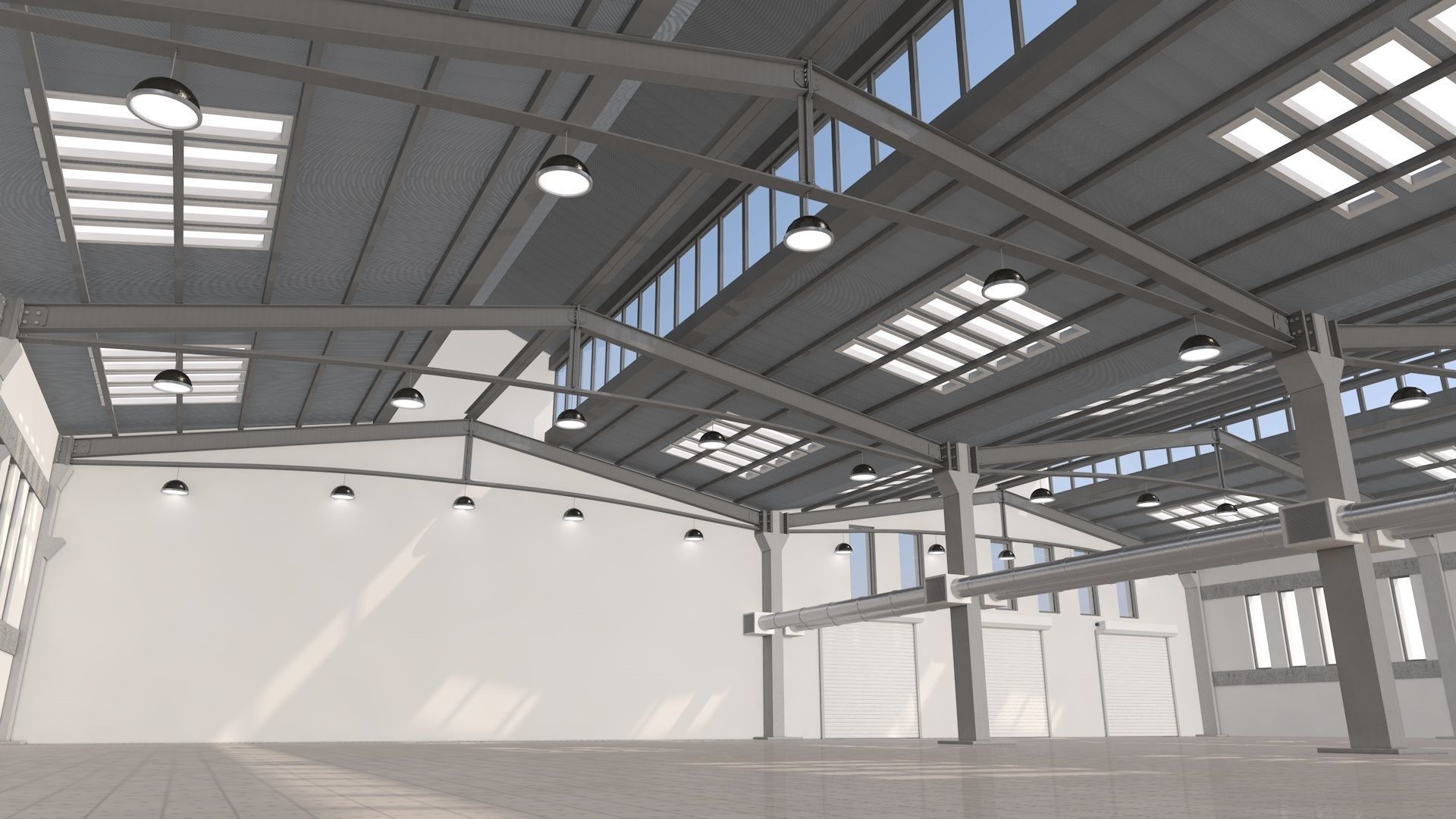 Factory Building Interior 3D model_8