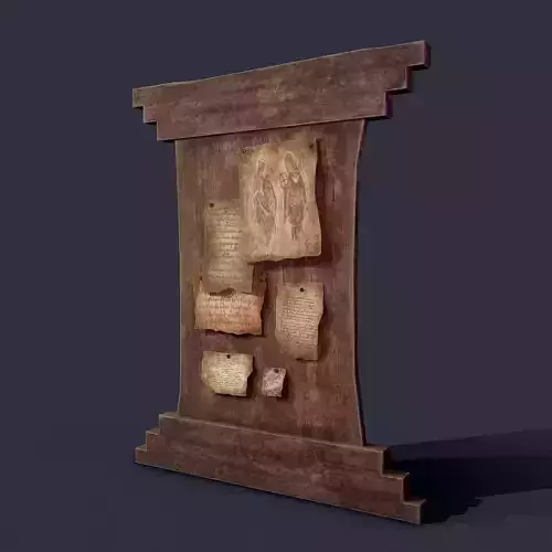 Worn Medieval Notice Board Low-poly 3D model