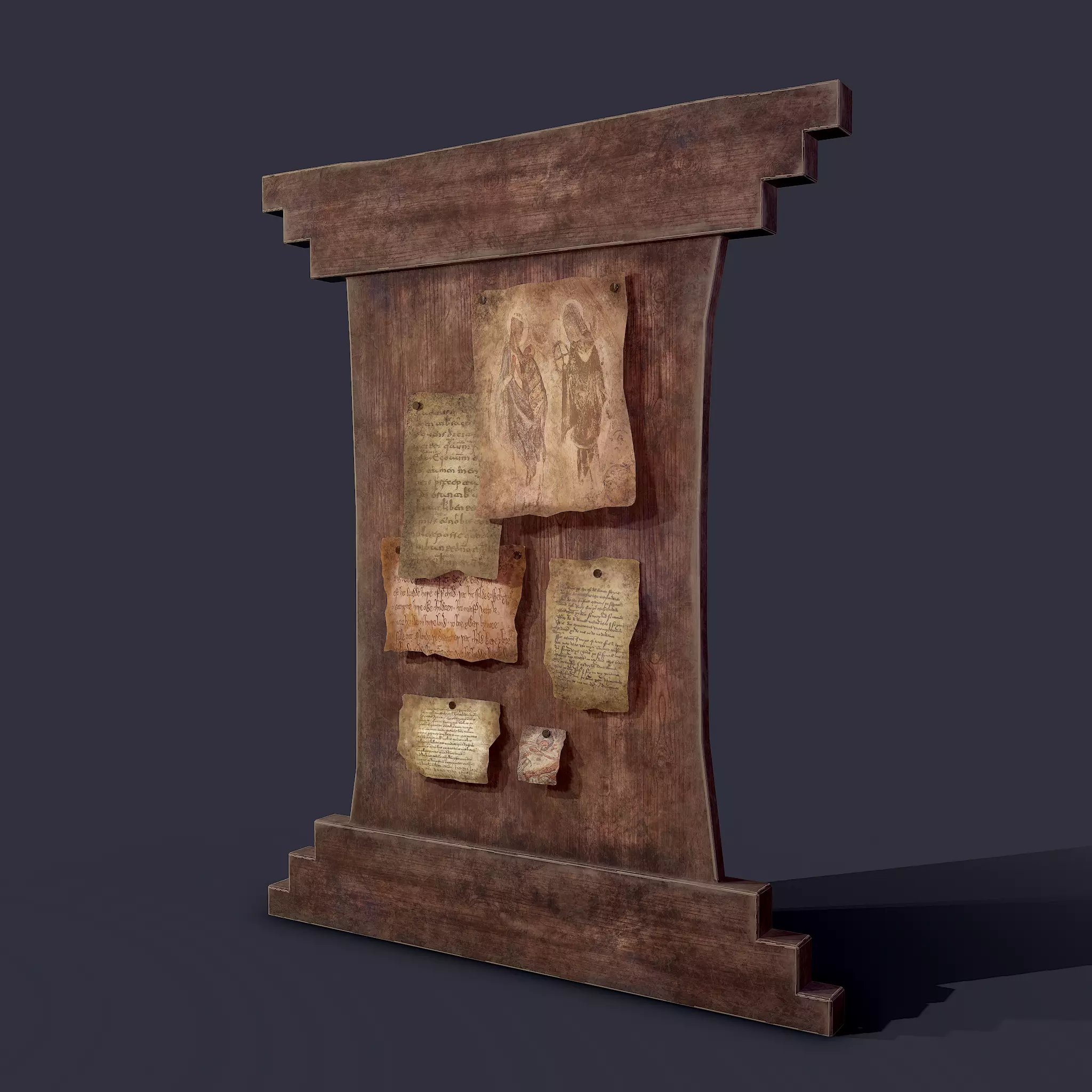 Worn Medieval Notice Board Low-poly 3D model