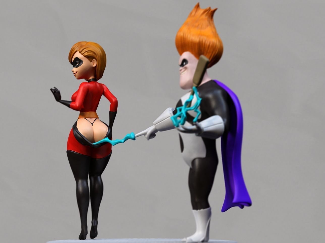 hero girl and villain 3D print model_2