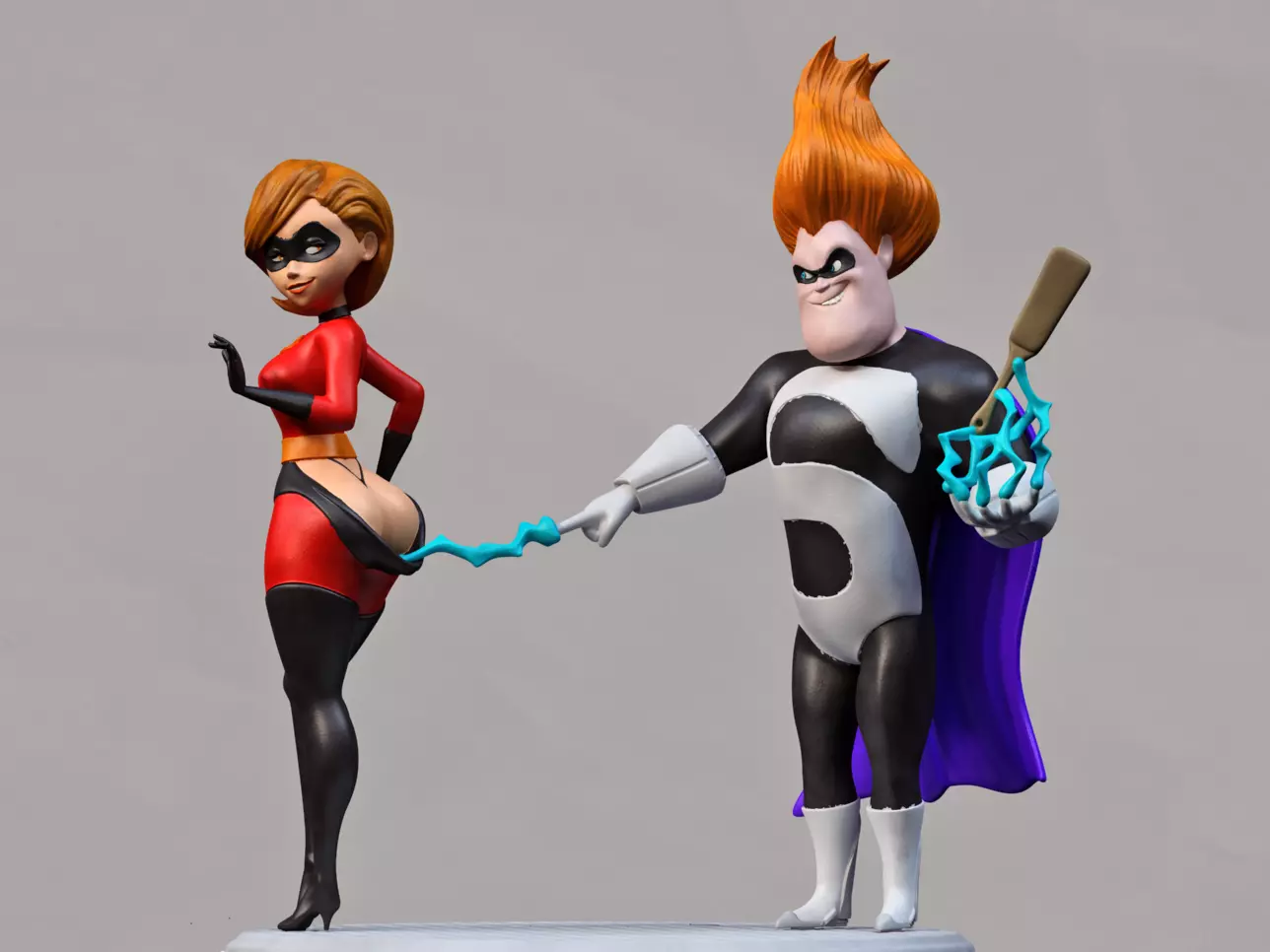 hero girl and villain 3D print model_0