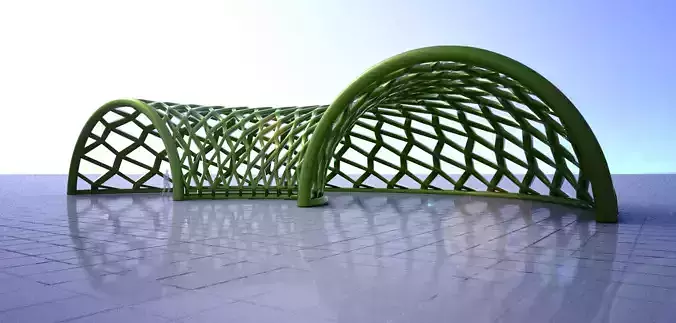 Half circle structure with open ends modern structure 3D model