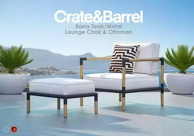BARRA Teak and Metal Lounge with Ottoman