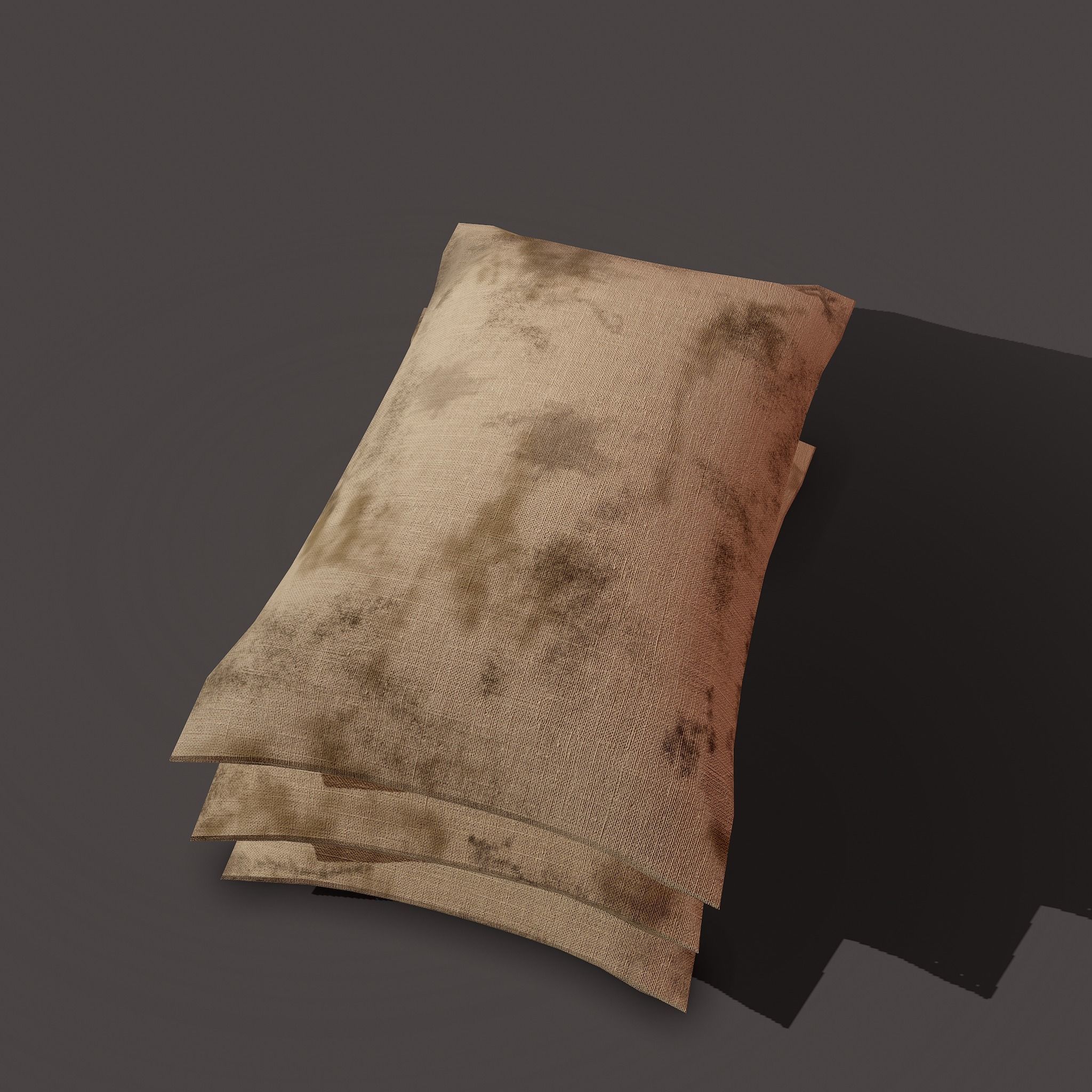 Burlap Sacks Three Straight Low-poly 3D model_12
