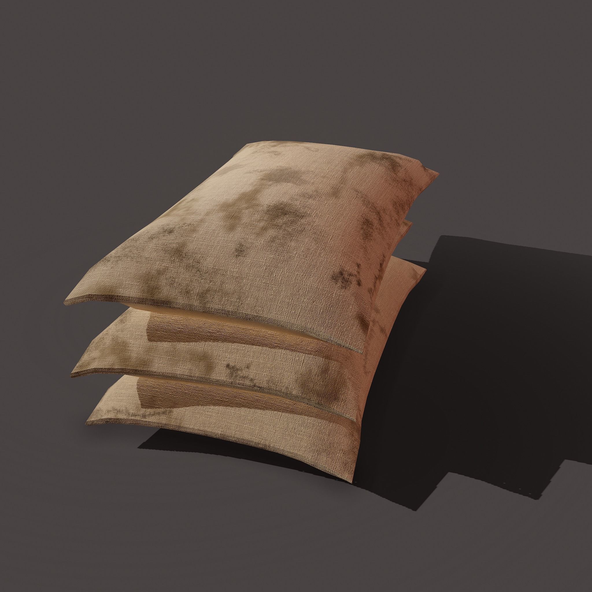 Burlap Sacks Three Straight Low-poly 3D model_11